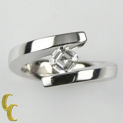Gelin Abaci Tension Collection Diamond 14k White Gold Solitaire Engagement Ring