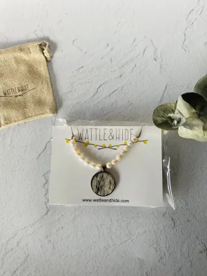 Genuine Cowhide Pendant & Freshwater Pearl Necklace
