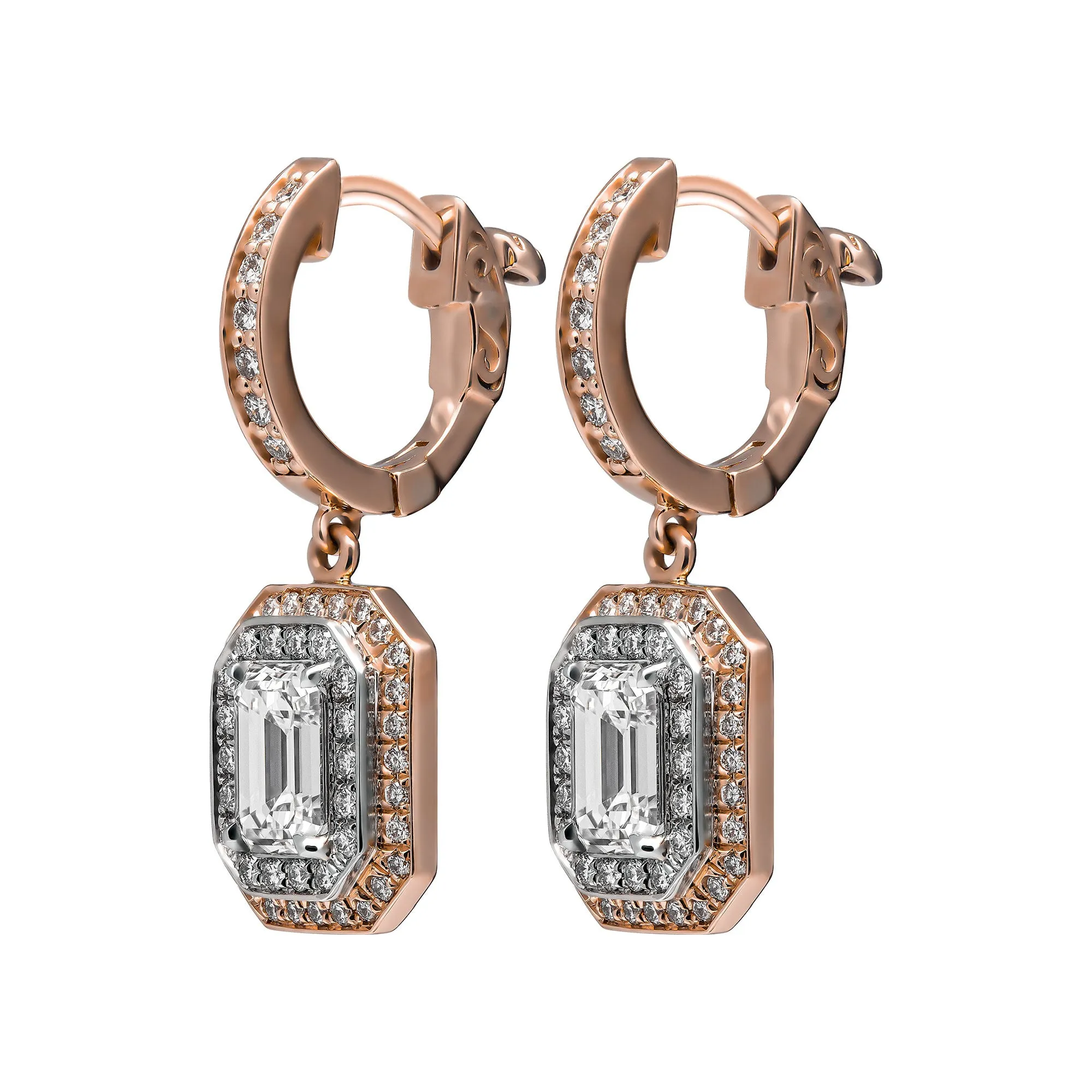 GIA Certified Emerald Cut Drop Earrings