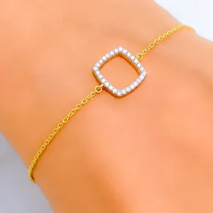 Glamorous Soft Square Diamond   18k Gold Bracelet