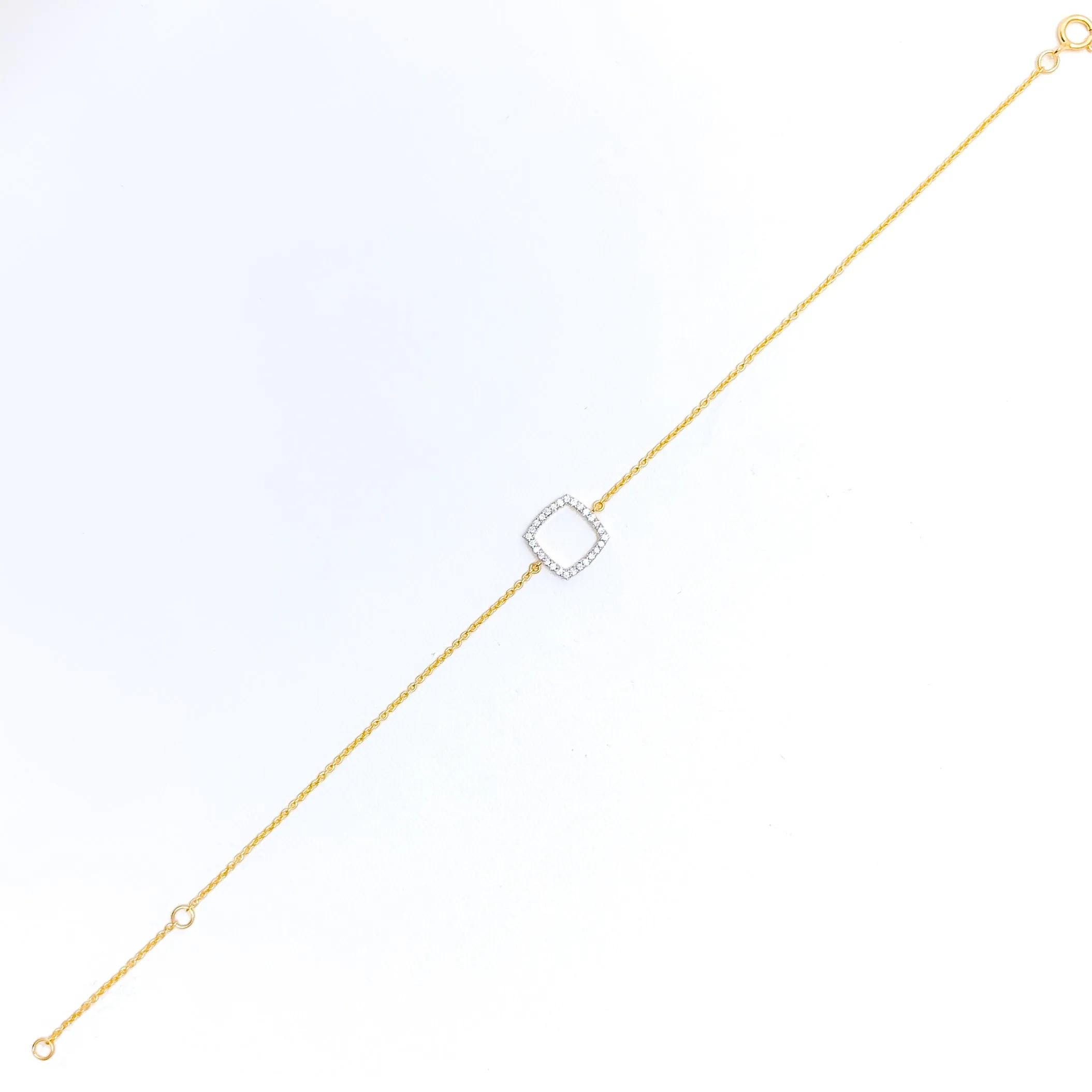 Glamorous Soft Square Diamond   18k Gold Bracelet