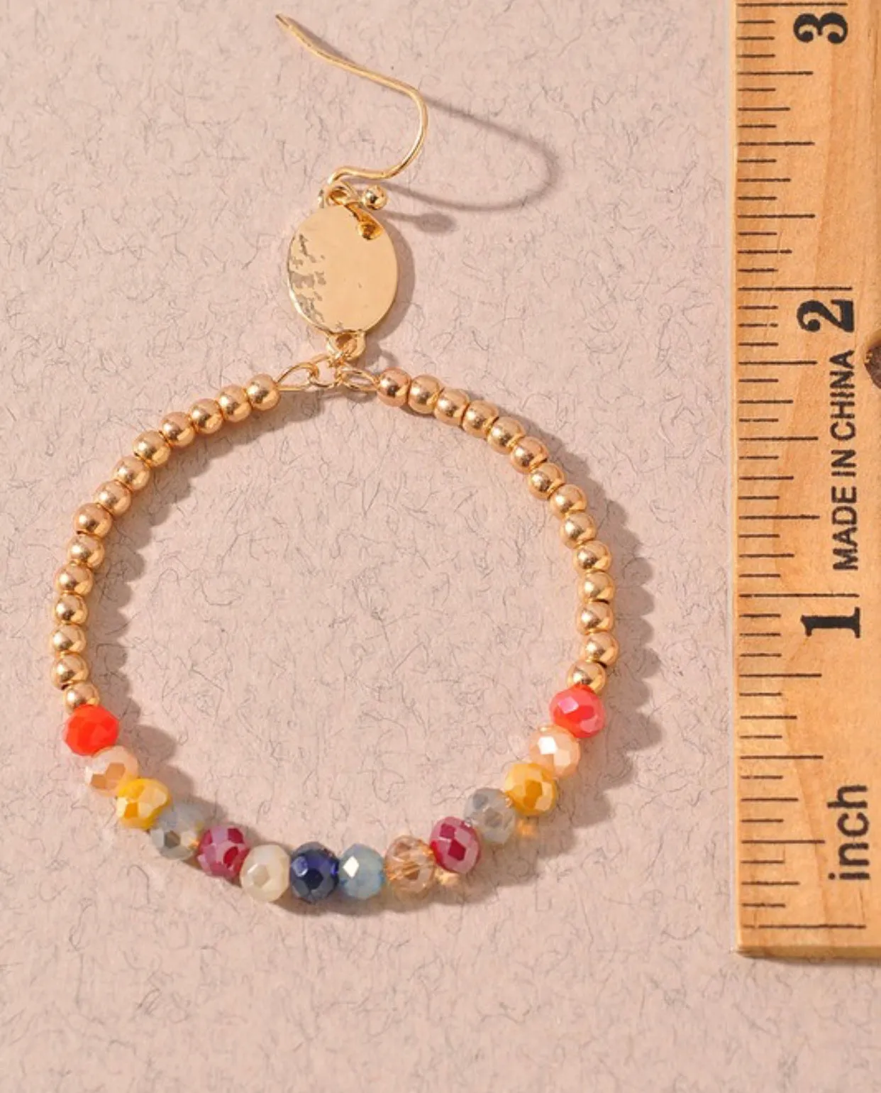 Glass and Metal Bead Circle Earrings 2 Colors