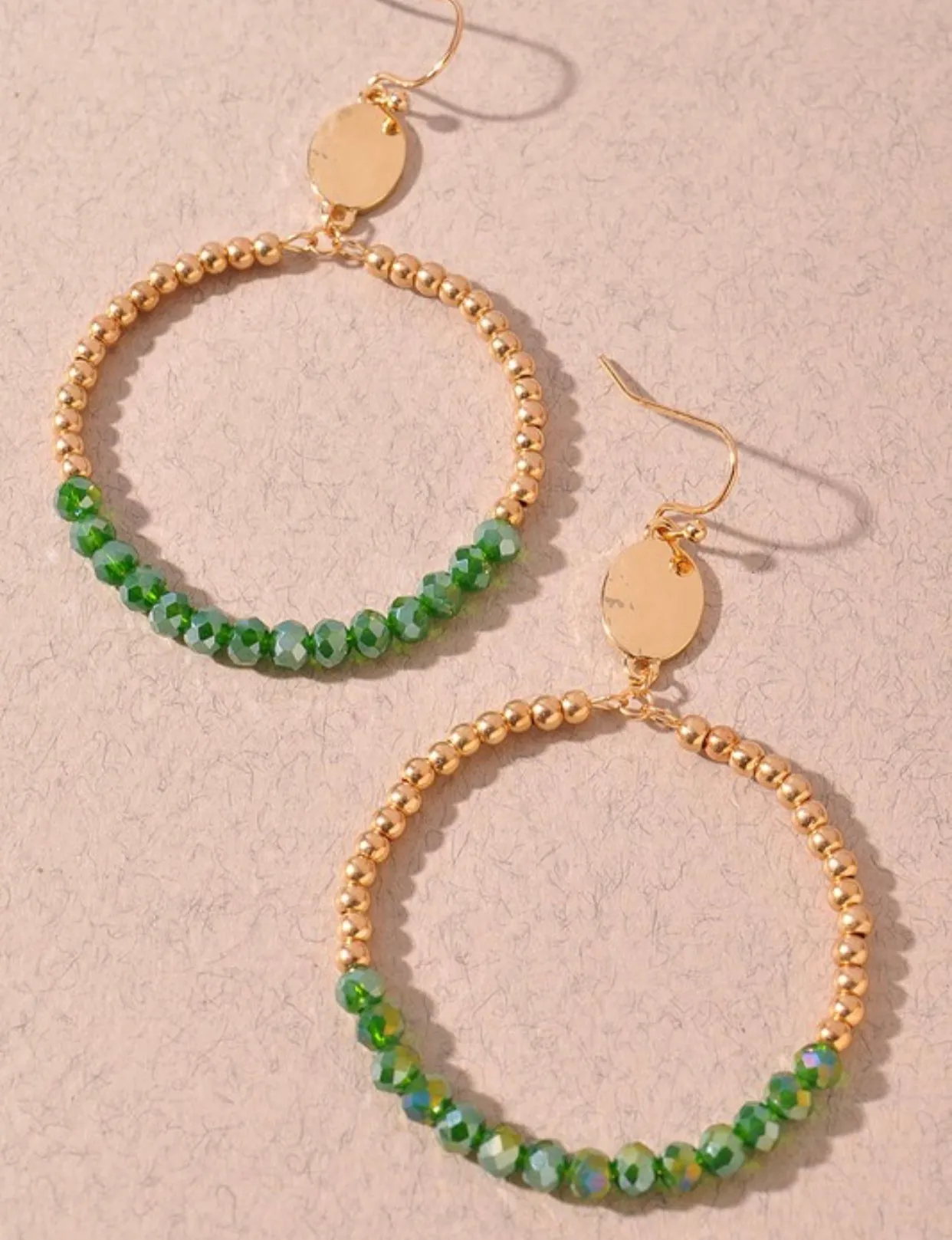 Glass and Metal Bead Circle Earrings 2 Colors