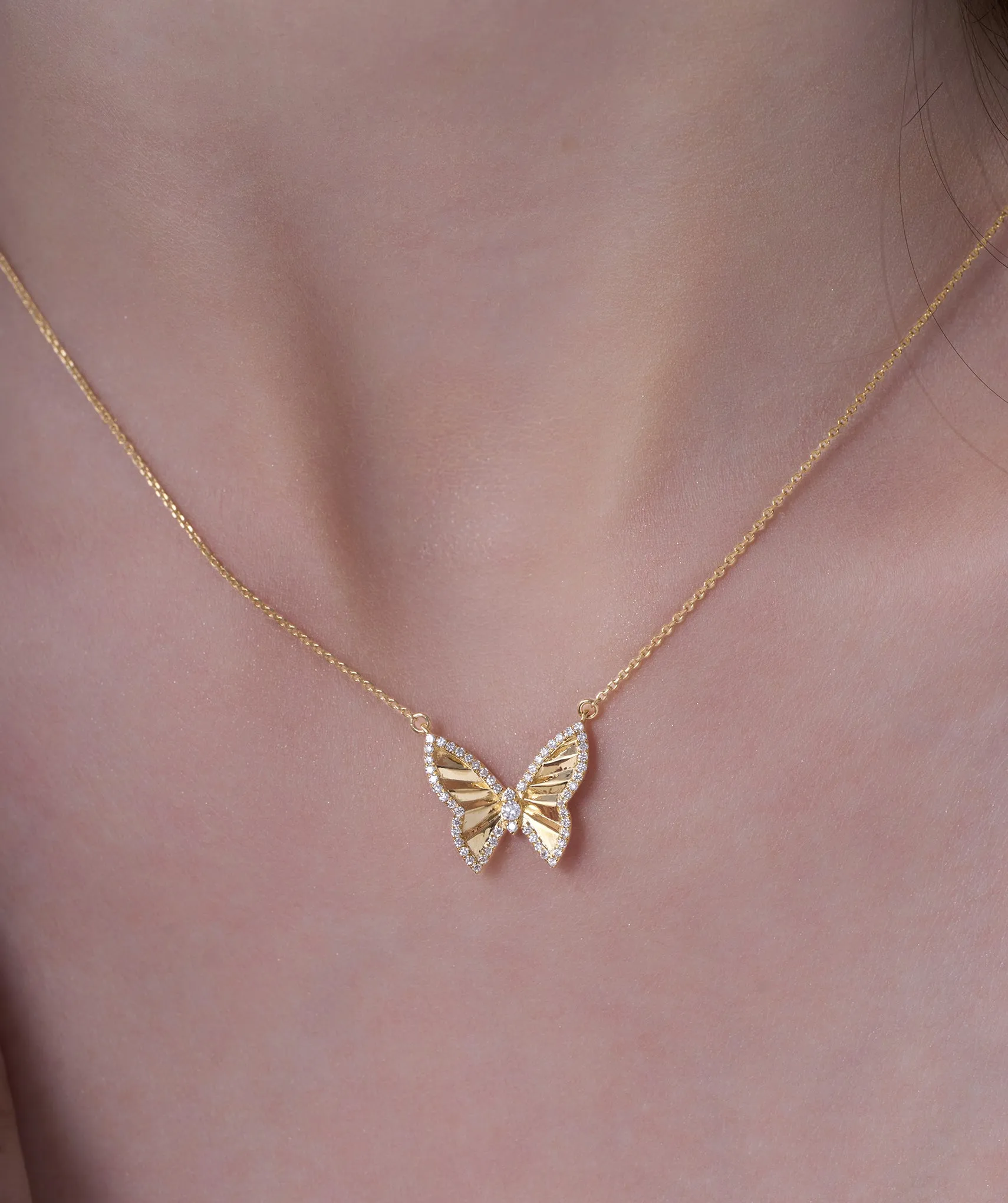 Gleaming Butterfly Charm Necklace
