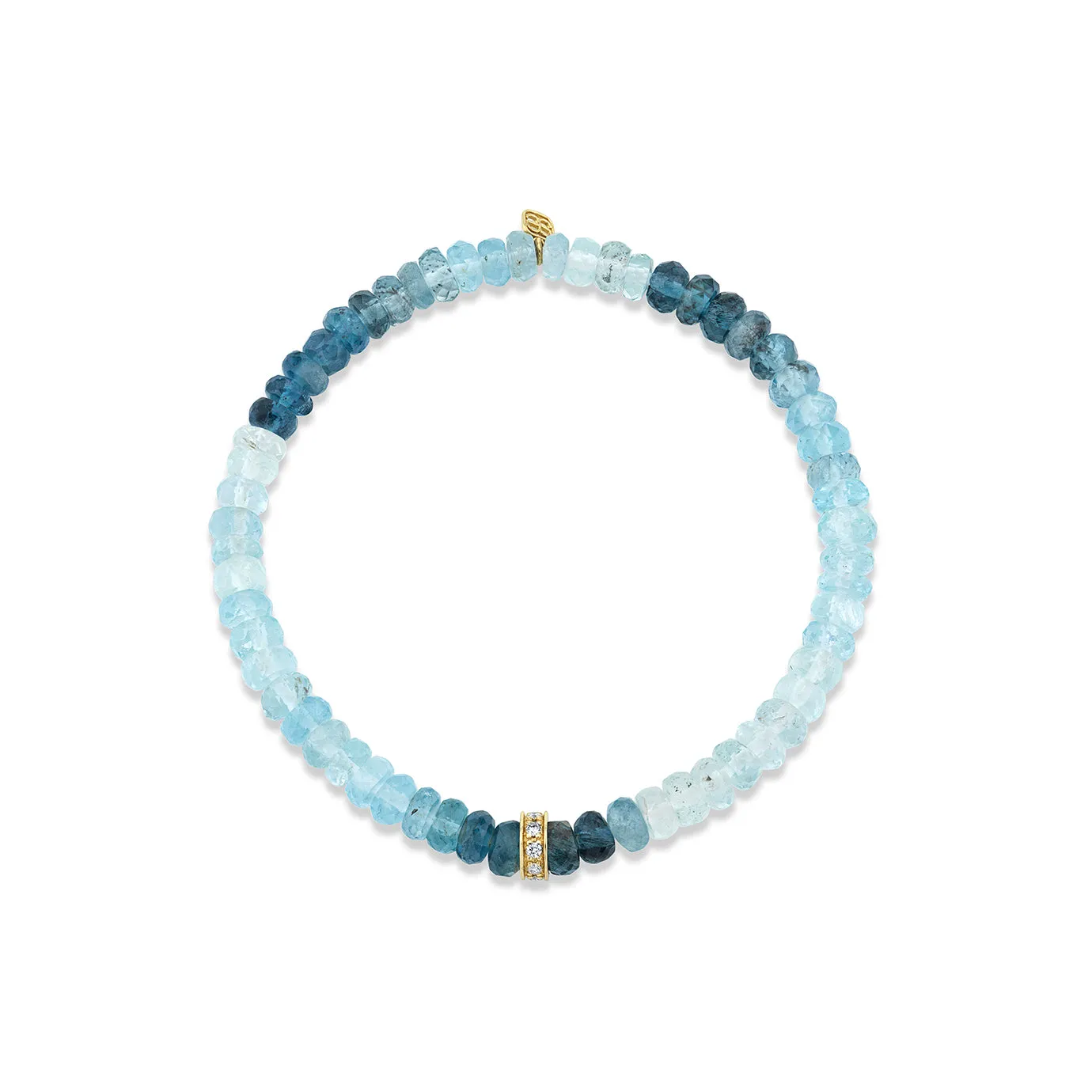 Gold & Diamond Rondelle on Aqua