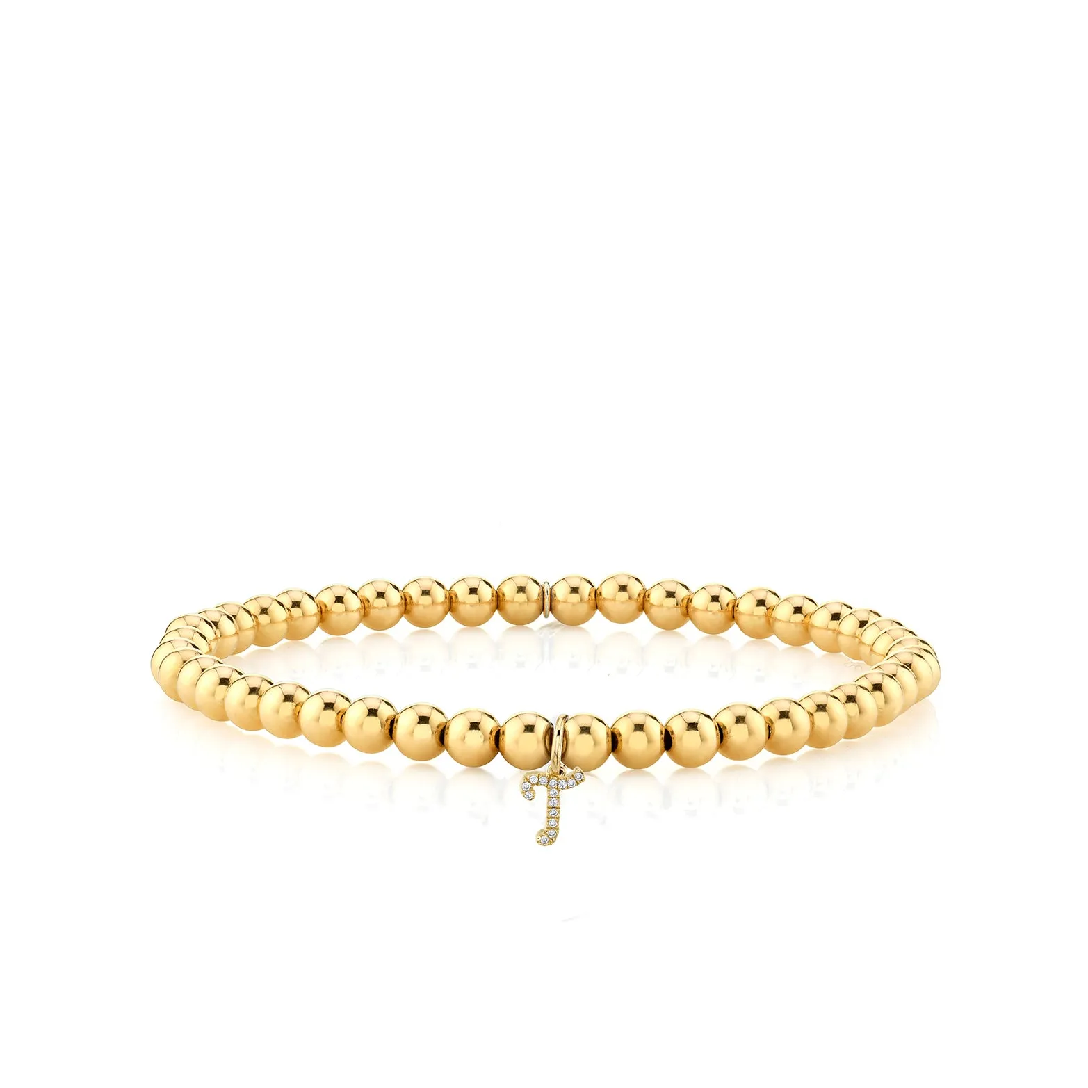 Gold & Diamond Small Initial on Gold Beads
