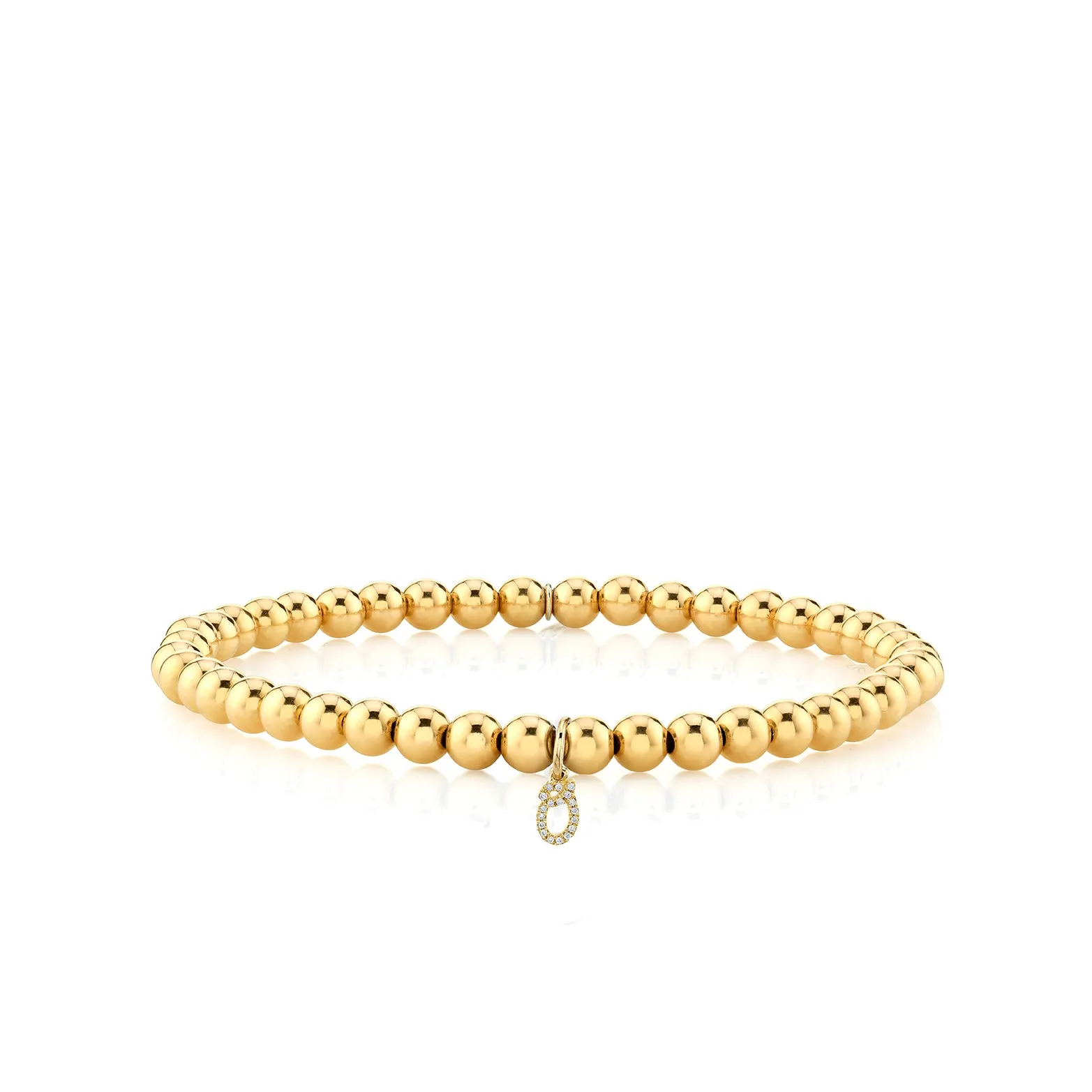 Gold & Diamond Small Initial on Gold Beads