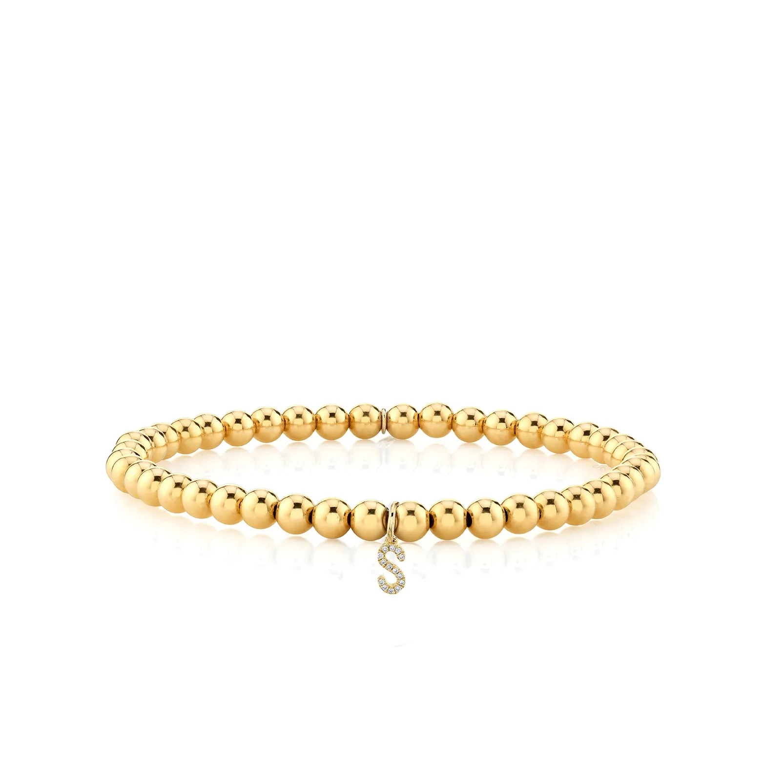 Gold & Diamond Small Initial on Gold Beads