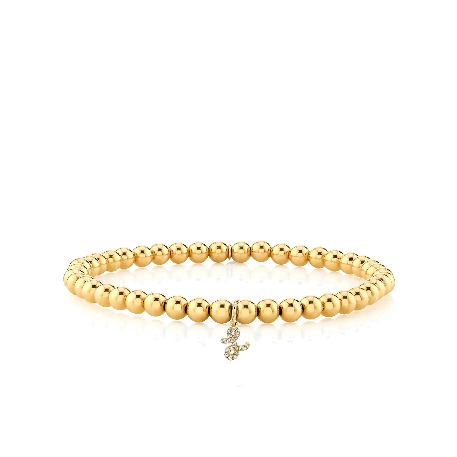 Gold & Diamond Small Initial on Gold Beads