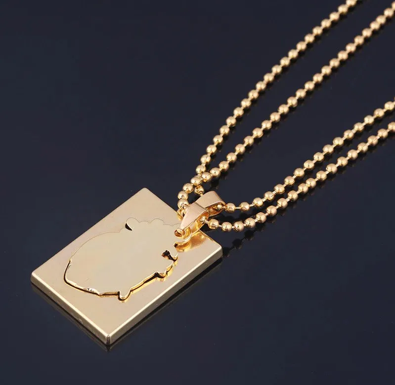 Gold Anatomical Human Heart Pendant Necklace Set