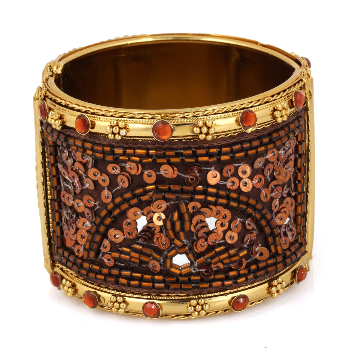 GOLD CHAMPAGNE CRYSTAL INDIAN CUFF BRACELET #FW-B2224491 (14th FL Exit row)