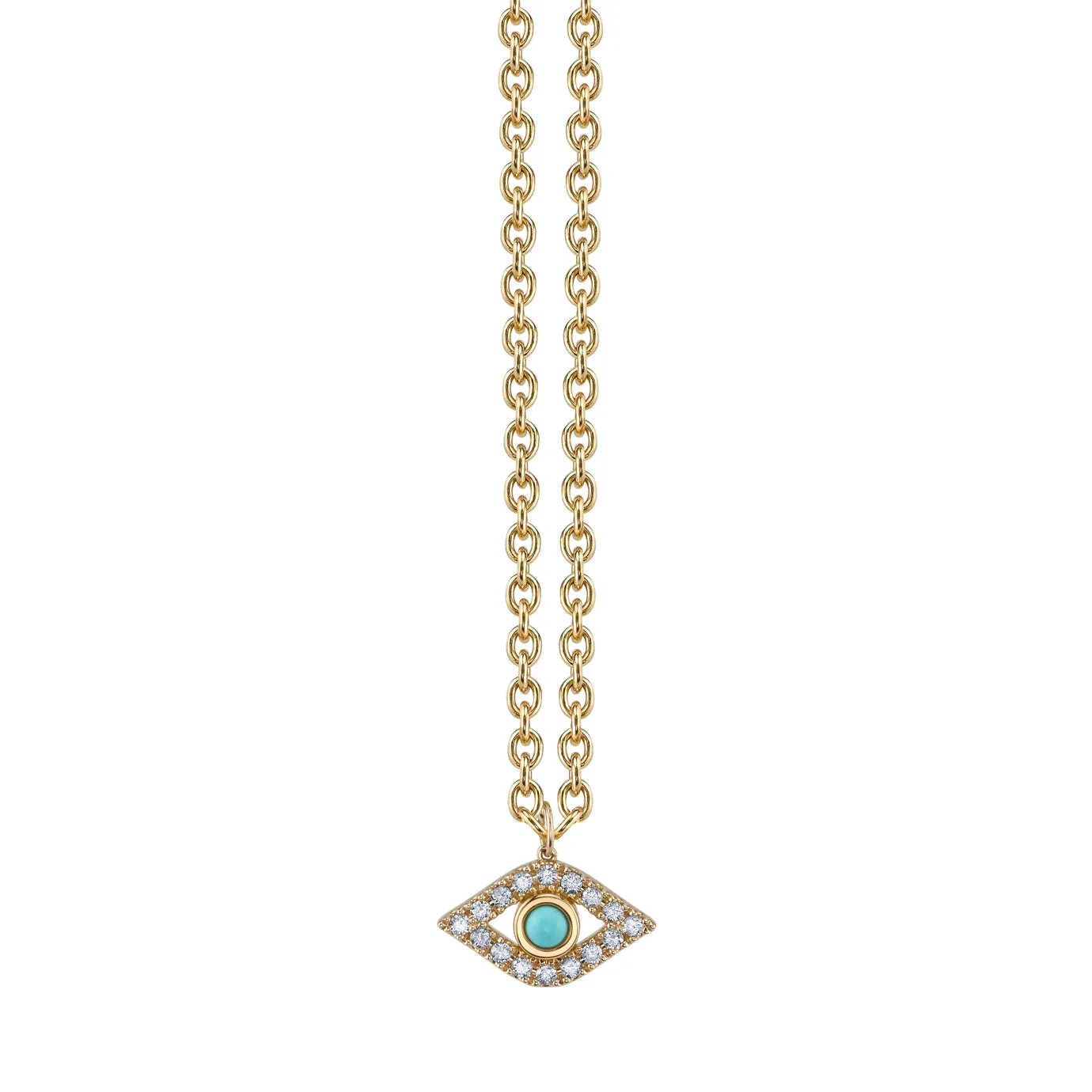 Gold Diamond & Turquoise Extra Large Bezel Eye Charm