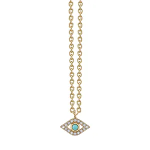 Gold Diamond & Turquoise Extra Large Bezel Eye Charm