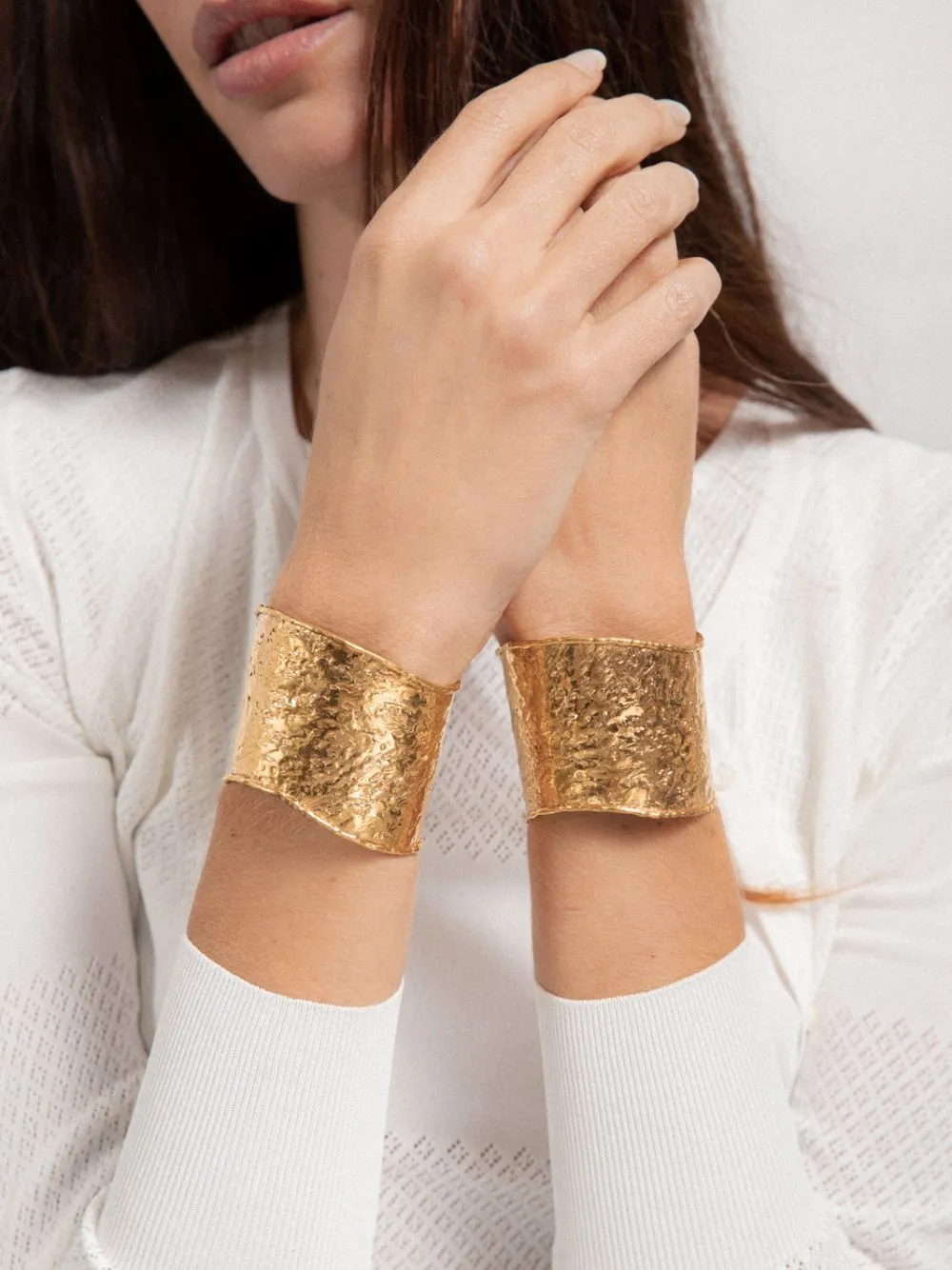 Gold Flow Textured Cuff Bracelet