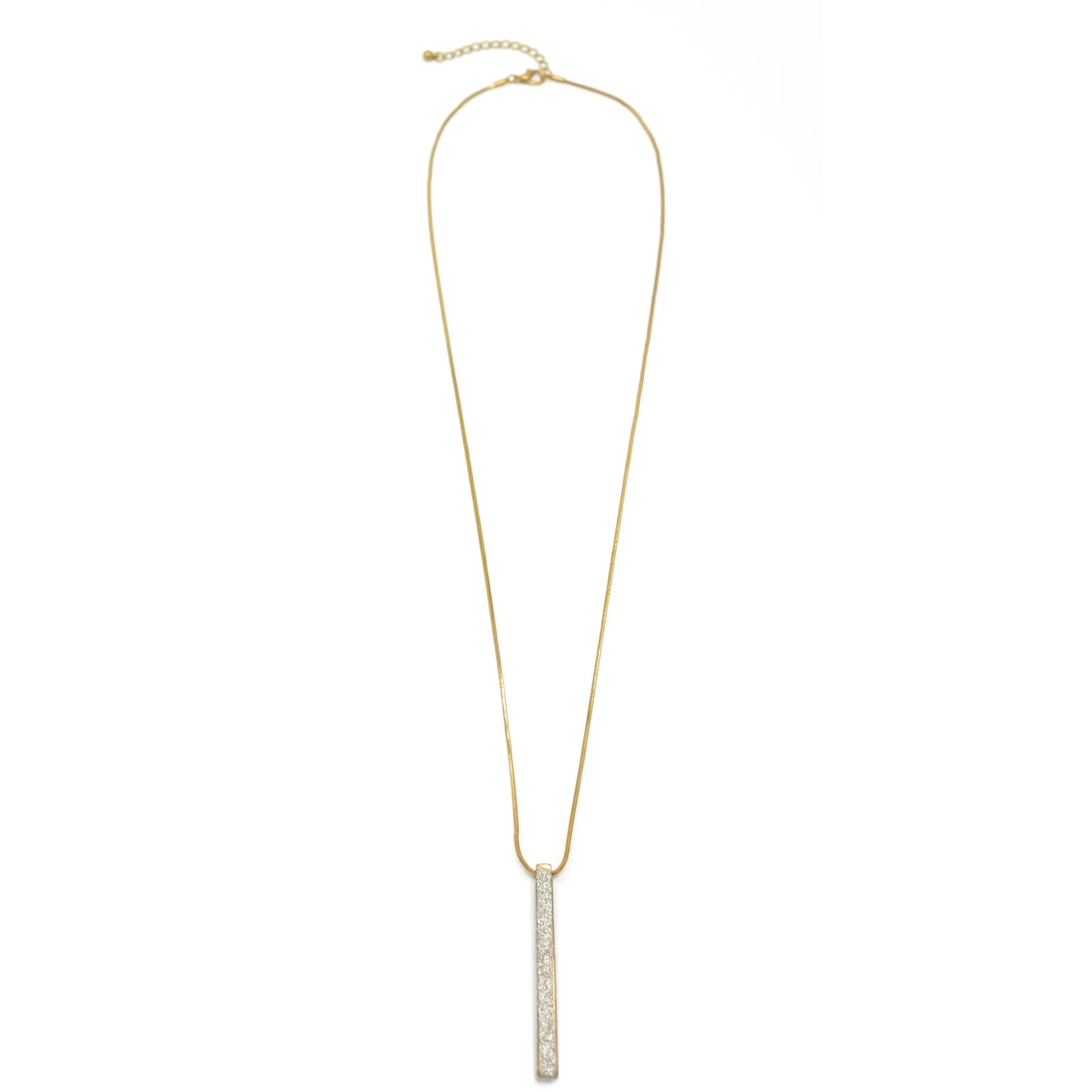 GOLD GLITTER BAR PENDANT LONG NECKLACE #SQ351-N17042102A (NG10)