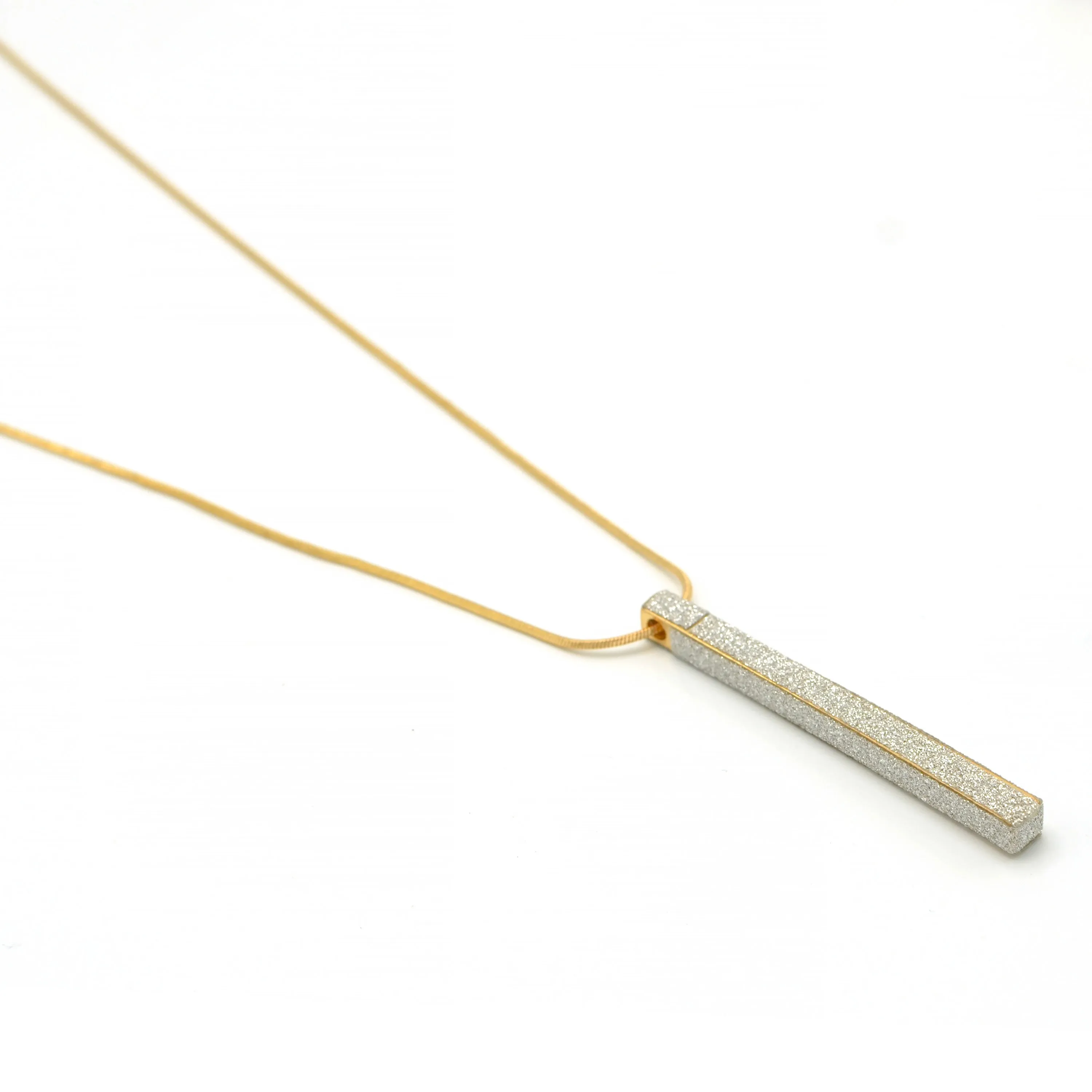 GOLD GLITTER BAR PENDANT LONG NECKLACE #SQ351-N17042102A (NG10)