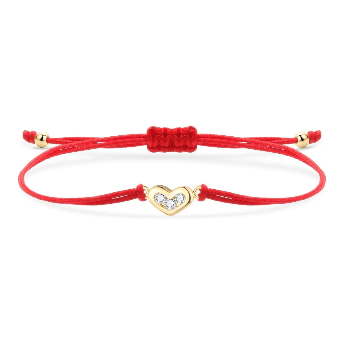 Gold Heart Charm Red String Protection Bracelet