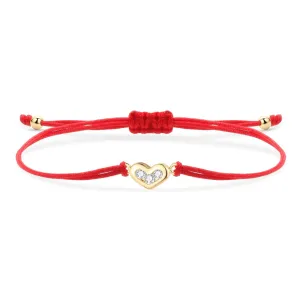Gold Heart Charm Red String Protection Bracelet