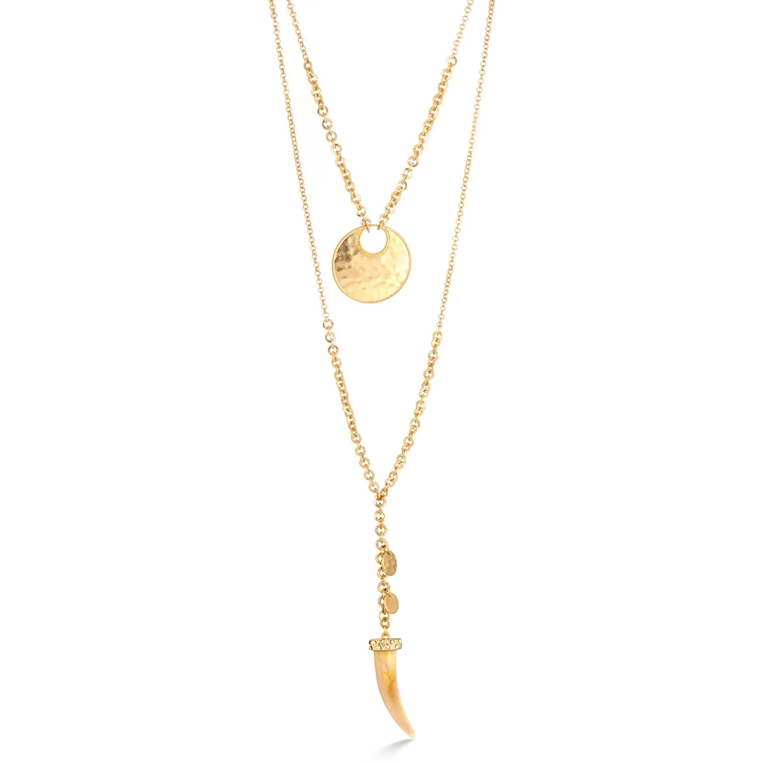 GOLD HORN PENDANT NECKLACES #SWR-CP3967 (MF12)