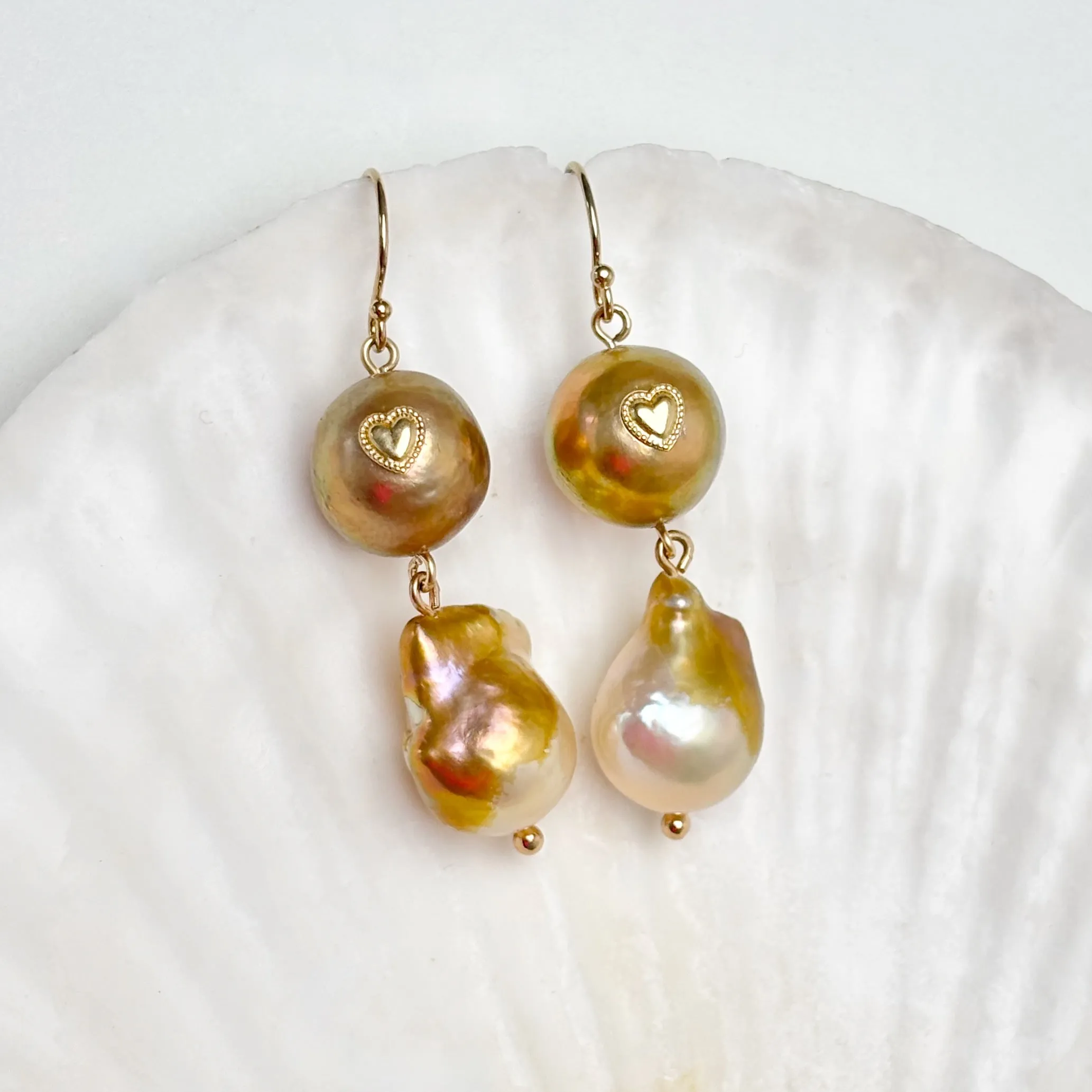 golden heart dangle earrings #1
