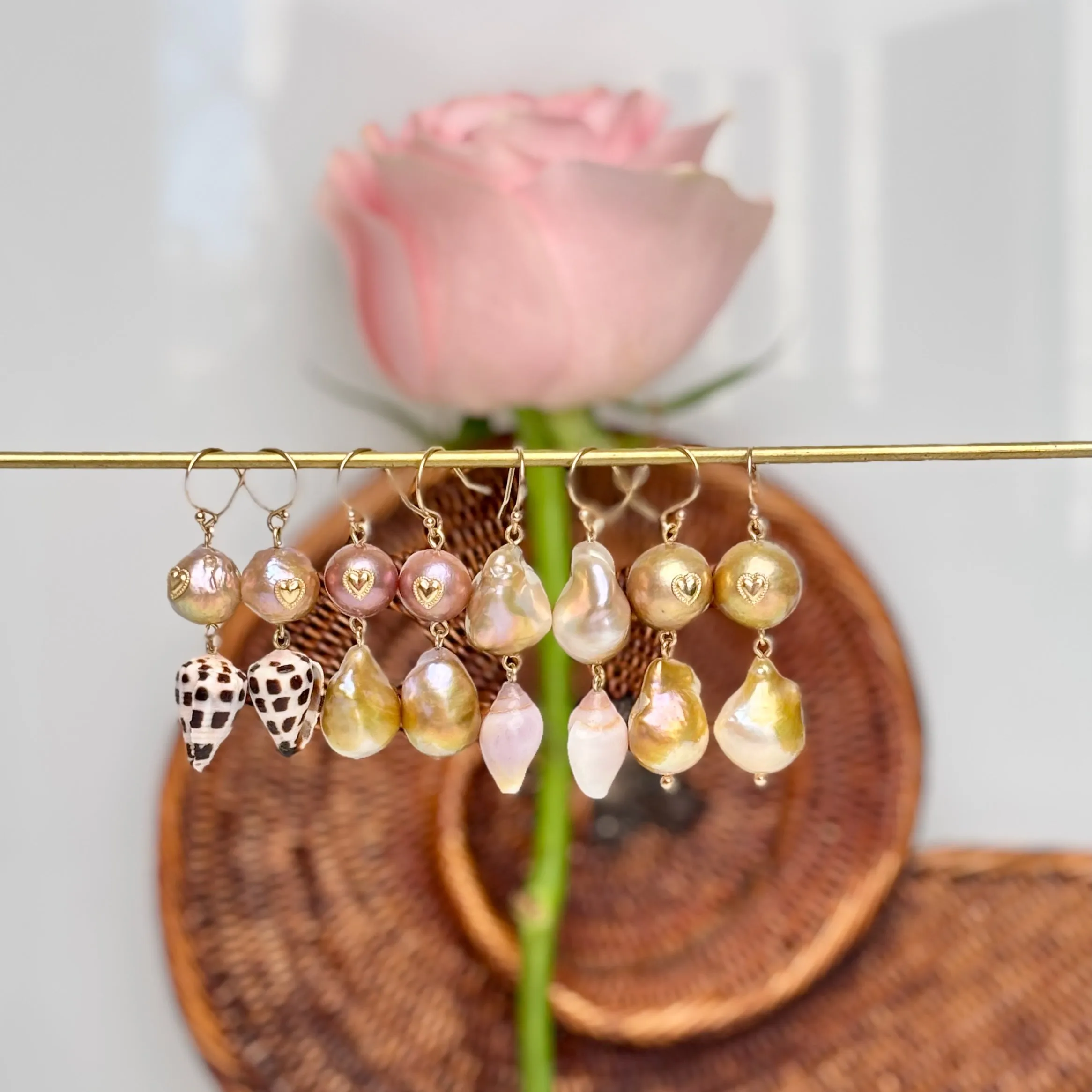 golden heart dangle earrings #1