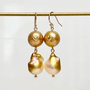 golden heart dangle earrings #1