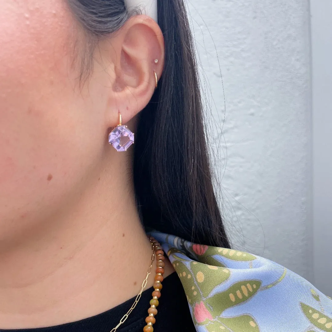 Goshwara Square Emerald-Cut Amethyst 18K Rose Gold Earrings