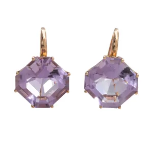 Goshwara Square Emerald-Cut Amethyst 18K Rose Gold Earrings