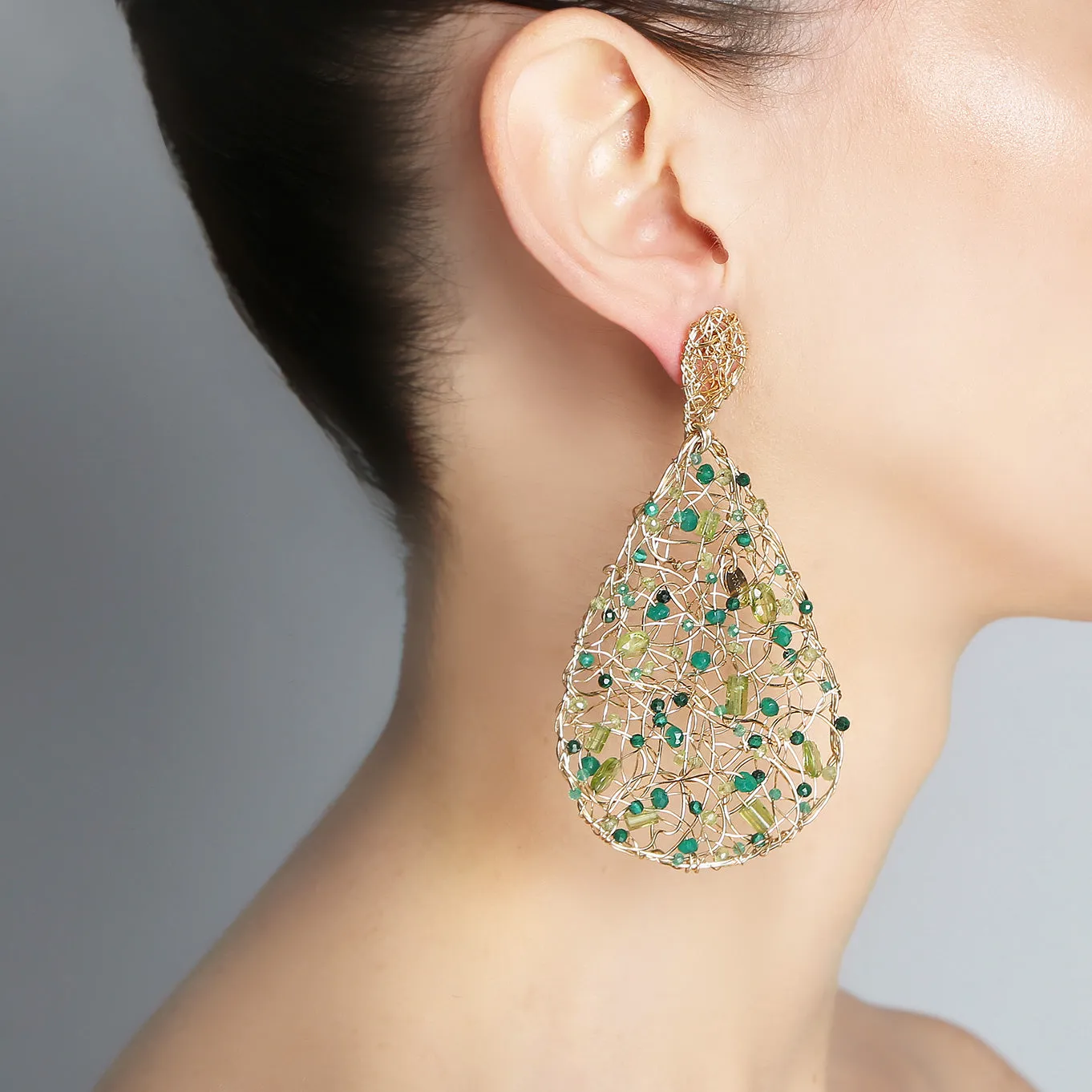Gota Button Dangle Earrings (70mm)