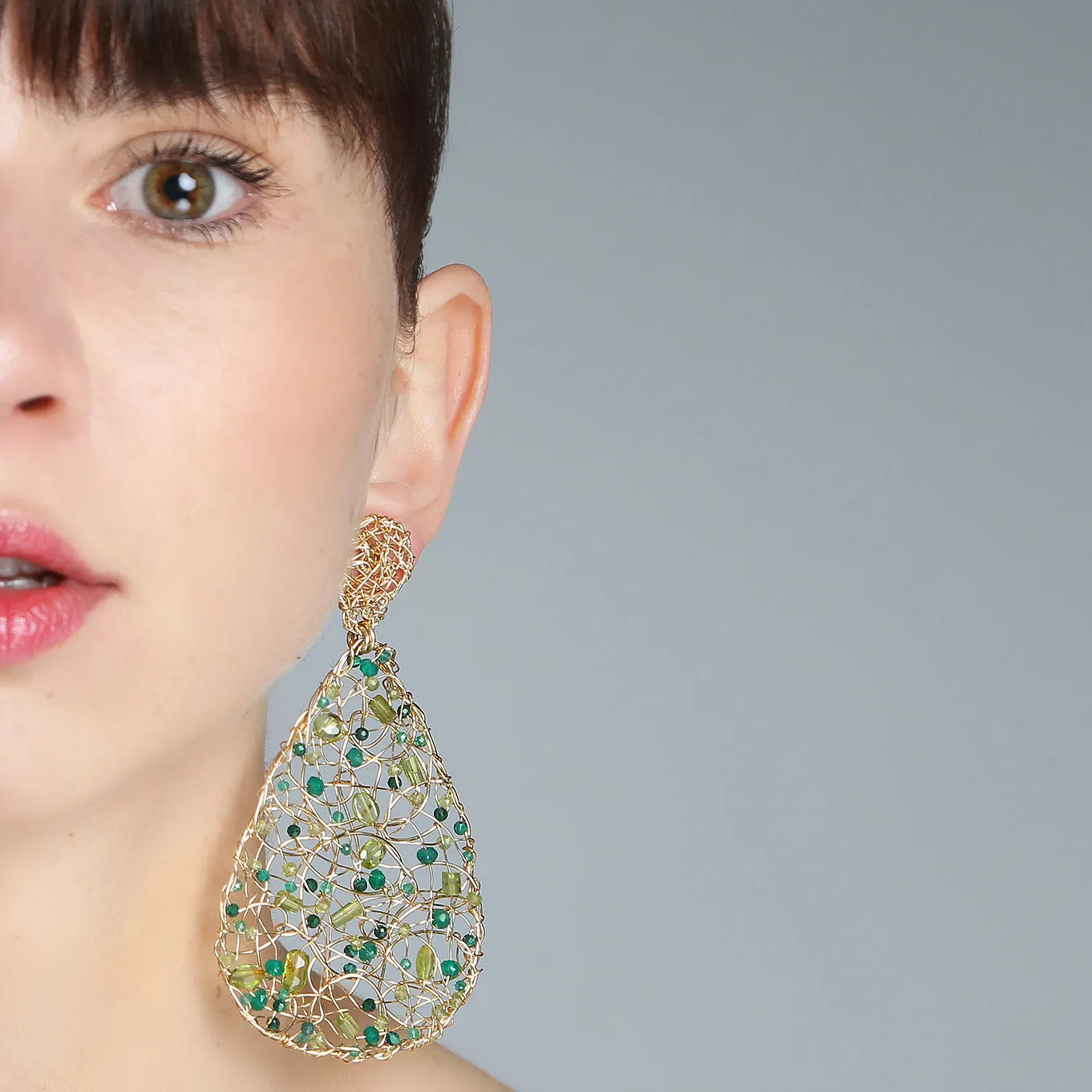 Gota Button Dangle Earrings (70mm)