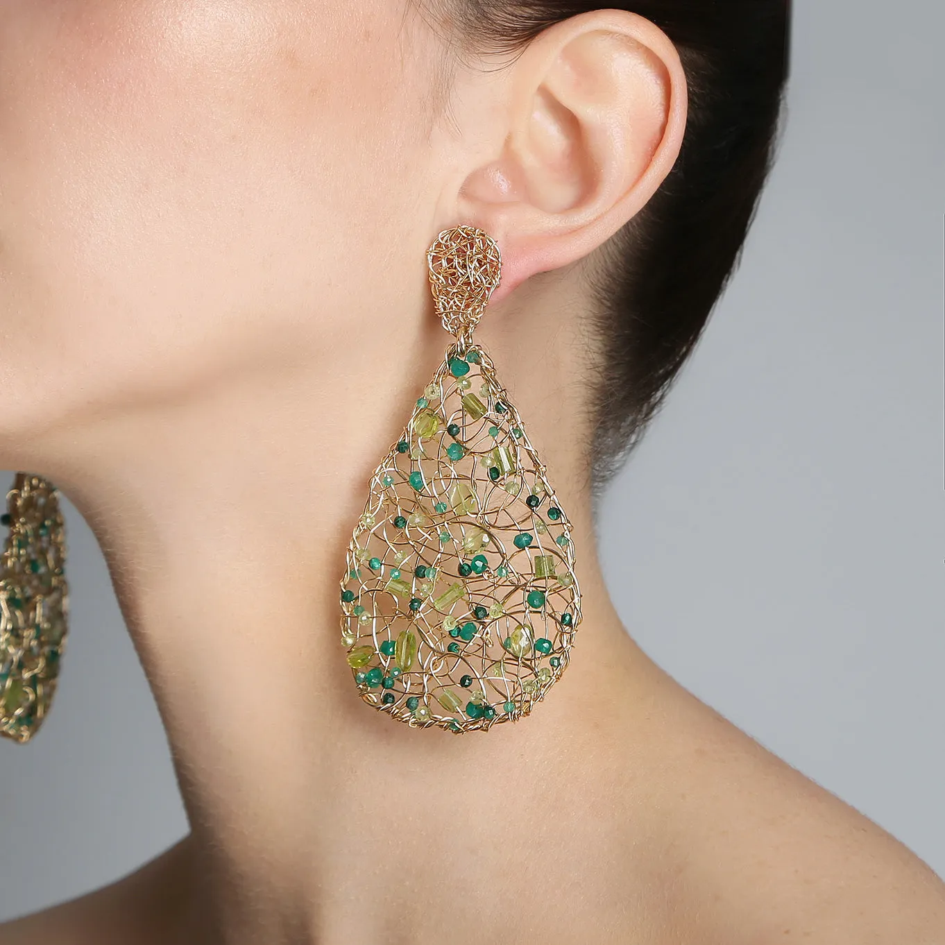 Gota Button Dangle Earrings (70mm)