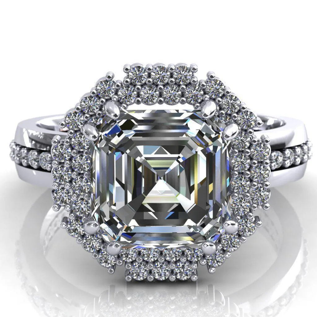 Grace Asscher Moissanite Diamond Halo Ring