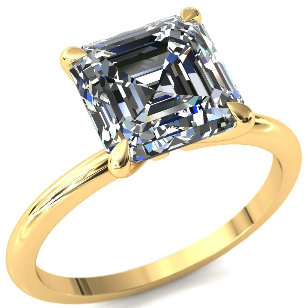 Gracey Asscher Moissanite 4-Claw Prong Engagement Ring