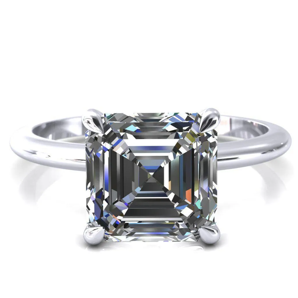 Gracey Asscher Moissanite 4-Claw Prong Engagement Ring