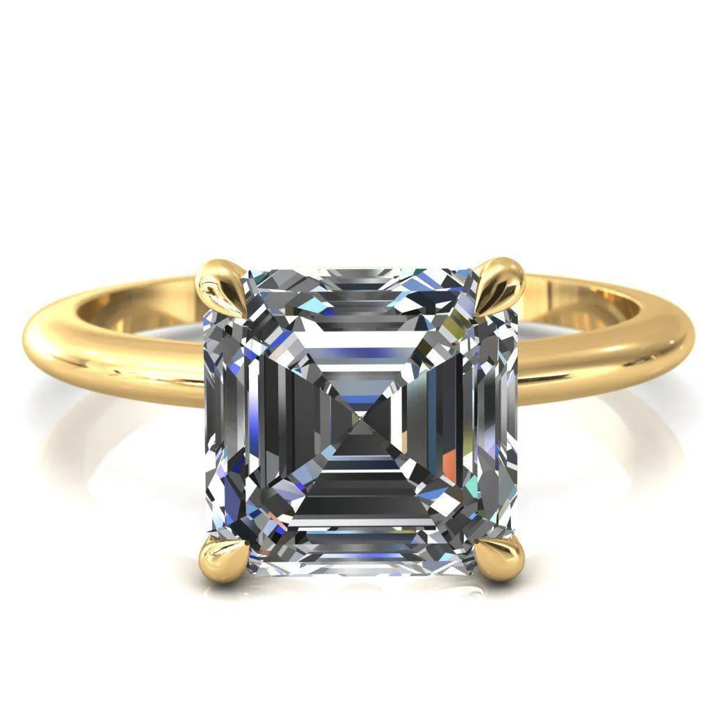 Gracey Asscher Moissanite 4-Claw Prong Engagement Ring