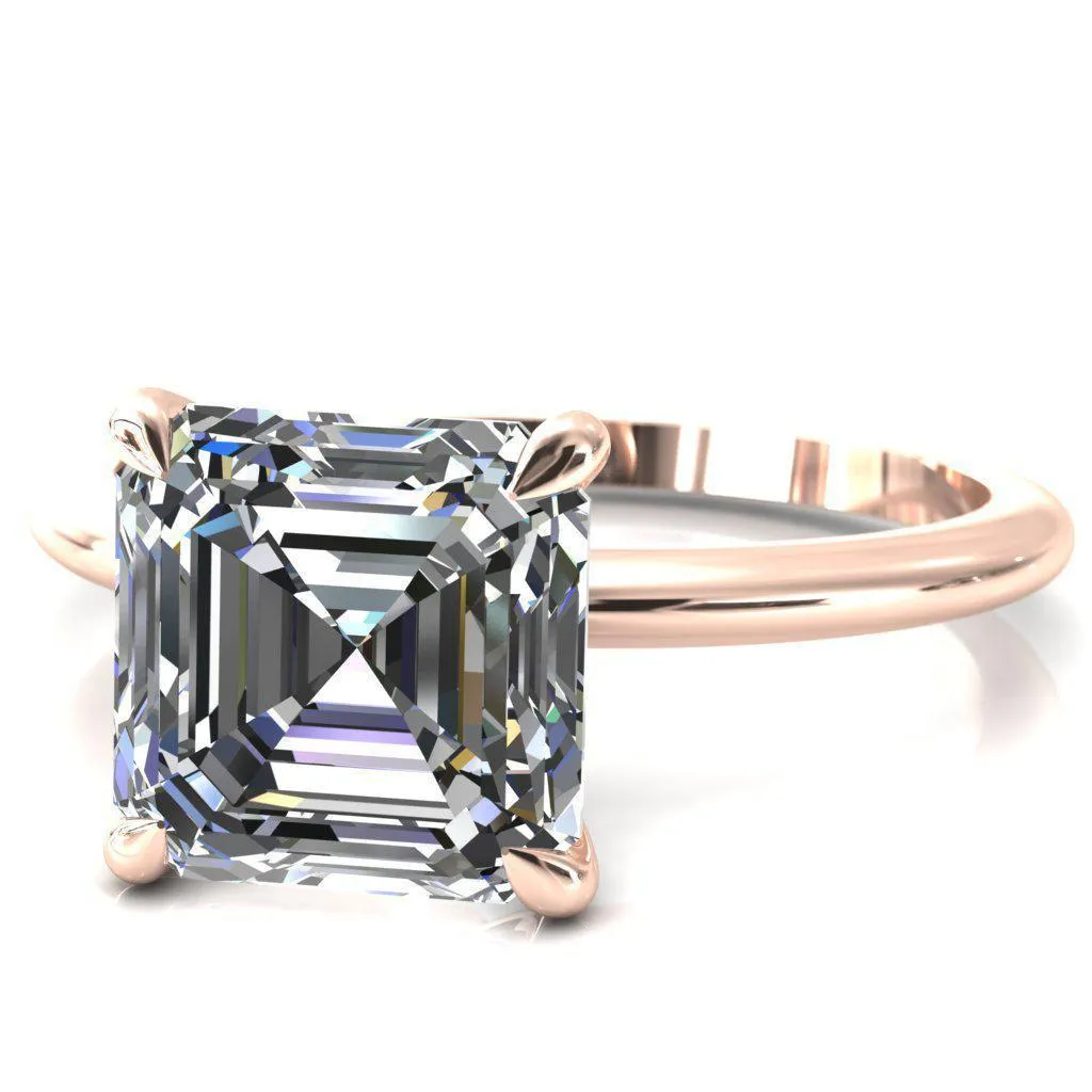 Gracey Asscher Moissanite 4-Claw Prong Engagement Ring