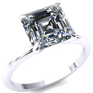 Gracey Asscher Moissanite 4-Claw Prong Engagement Ring