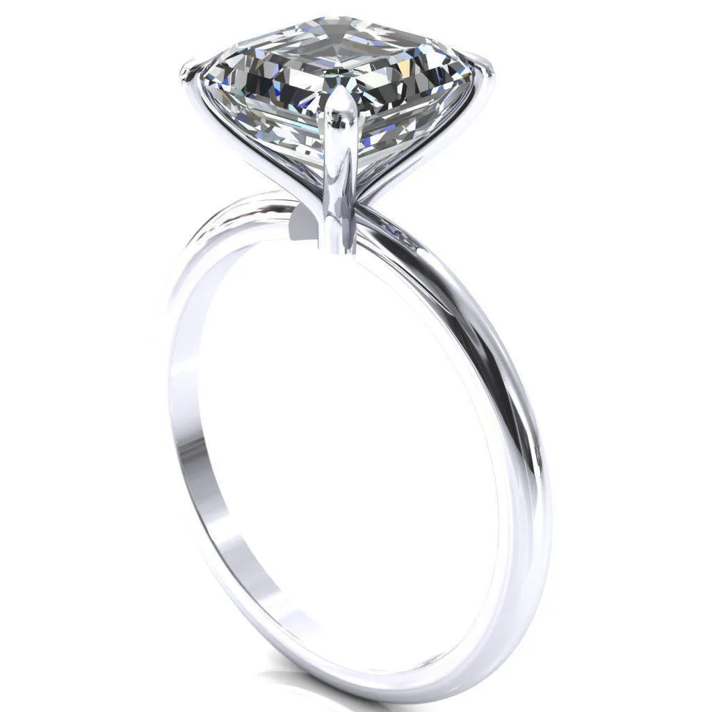 Gracey Asscher Moissanite 4-Claw Prong Engagement Ring