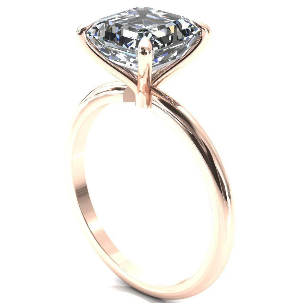 Gracey Asscher Moissanite 4-Claw Prong Engagement Ring