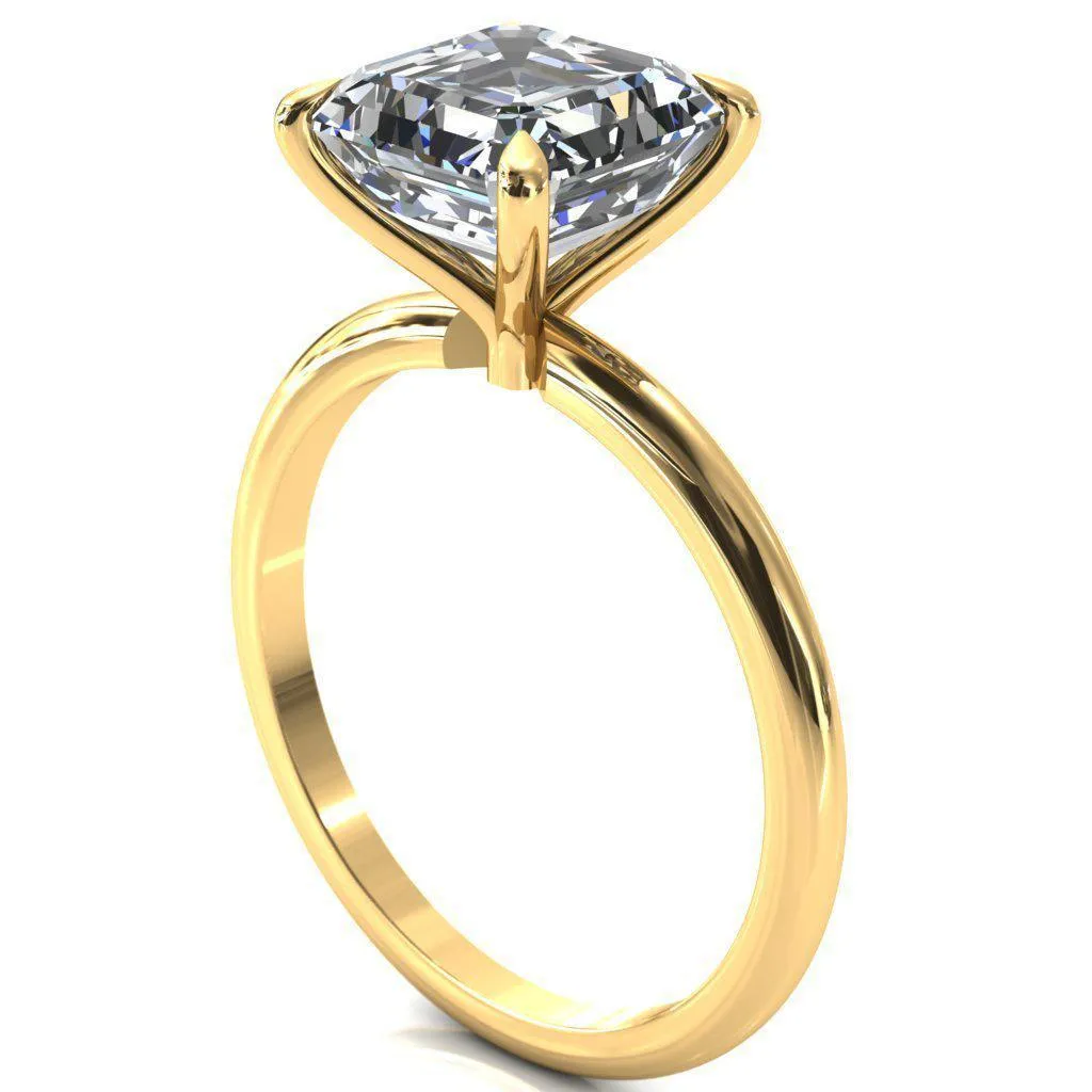 Gracey Asscher Moissanite 4-Claw Prong Engagement Ring