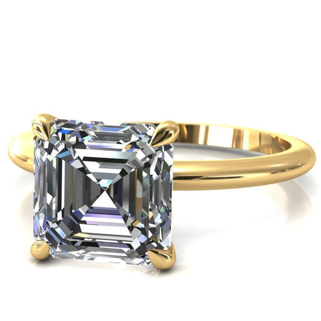 Gracey Asscher Moissanite 4-Claw Prong Engagement Ring