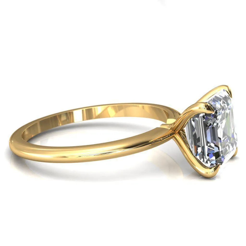 Gracey Asscher Moissanite 4-Claw Prong Engagement Ring