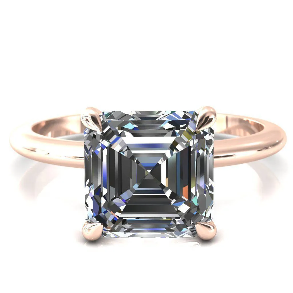 Gracey Asscher Moissanite 4-Claw Prong Engagement Ring