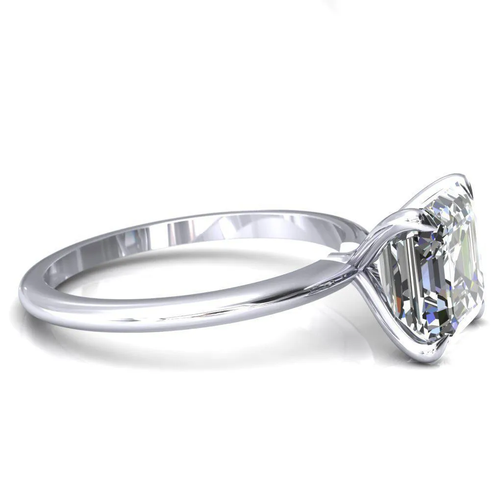 Gracey Asscher Moissanite 4-Claw Prong Engagement Ring