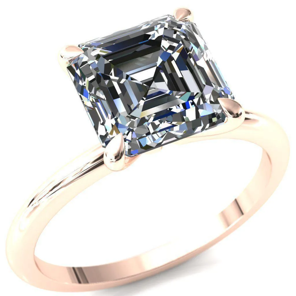 Gracey Asscher Moissanite 4-Claw Prong Engagement Ring