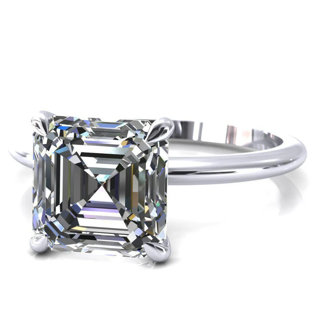 Gracey Asscher Moissanite 4-Claw Prong Engagement Ring