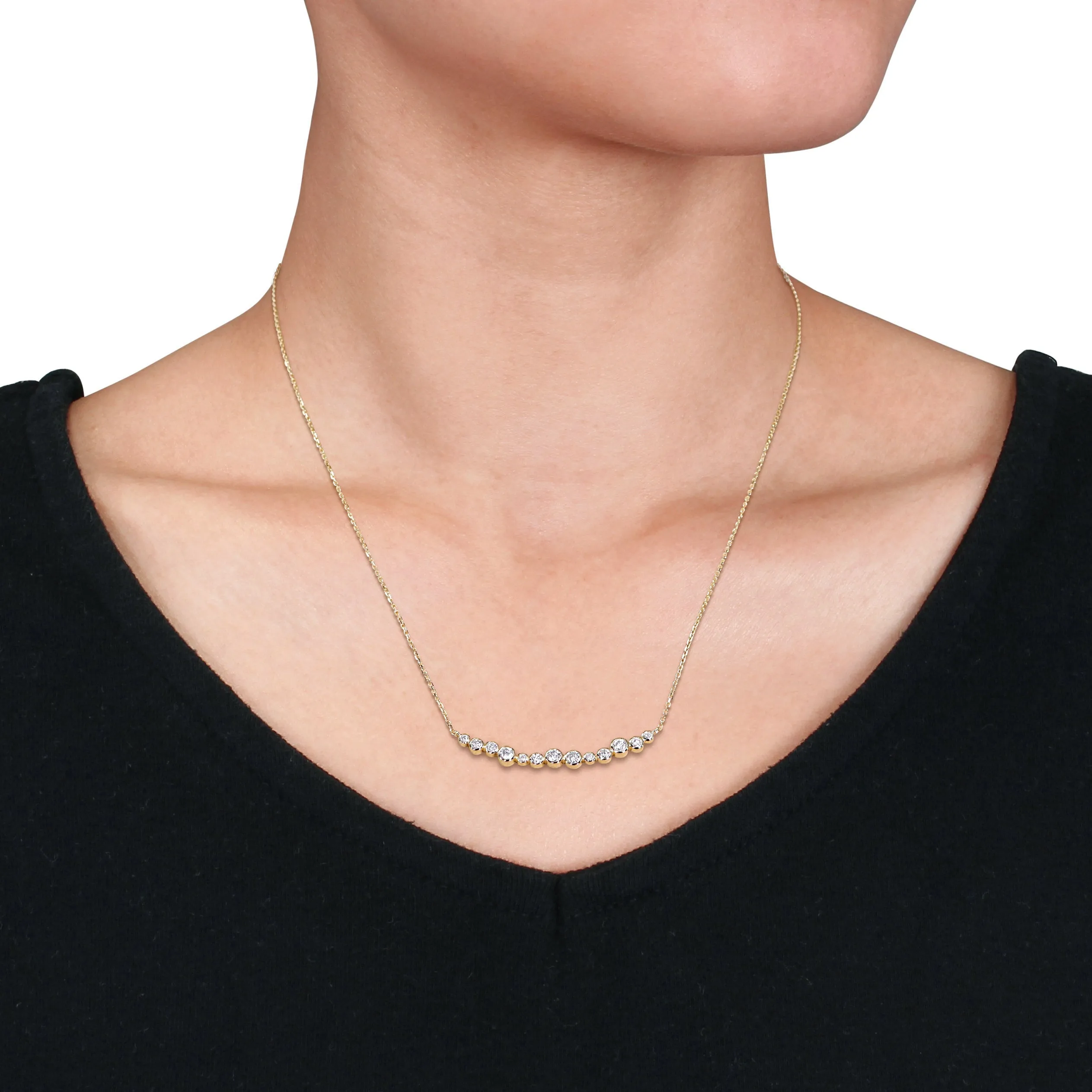 Graduated Diamond bar Necklace