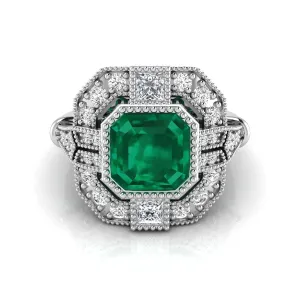 Green Asscher Cut CZ Stone Art Deco Designer Engagement rings