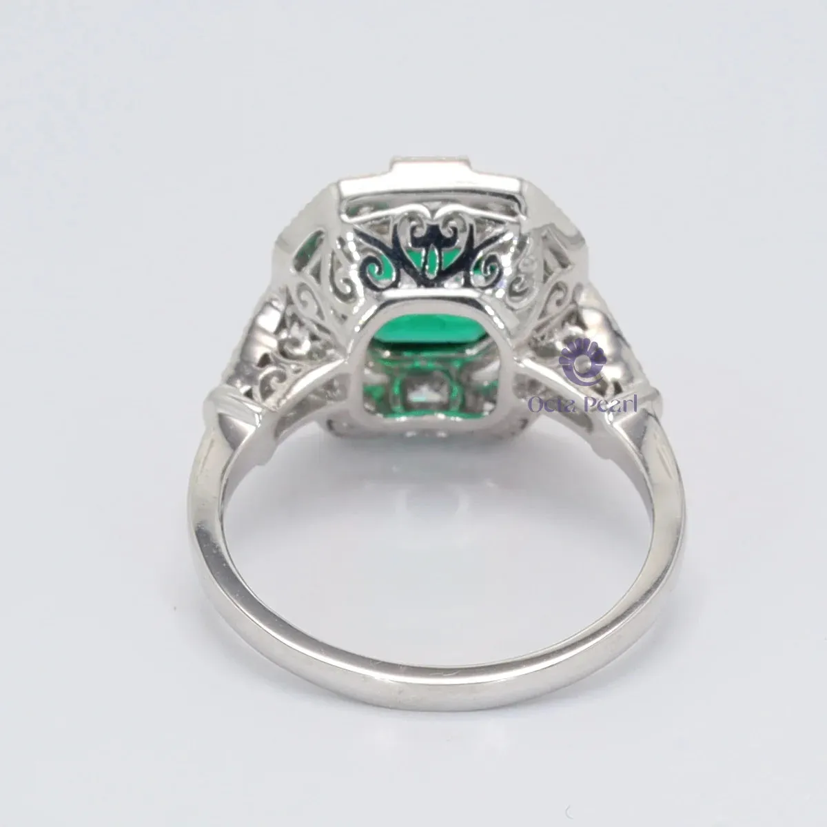 Green Asscher Cut CZ Stone Art Deco Designer Engagement rings