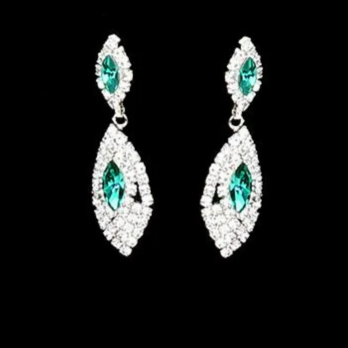 Green Marquise Stone Accented Rhinestone Choker Necklace Set